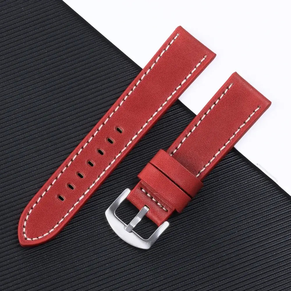 Garmin 18/20/22mm Quick Release Smooth Leather Band with Stitching Options
