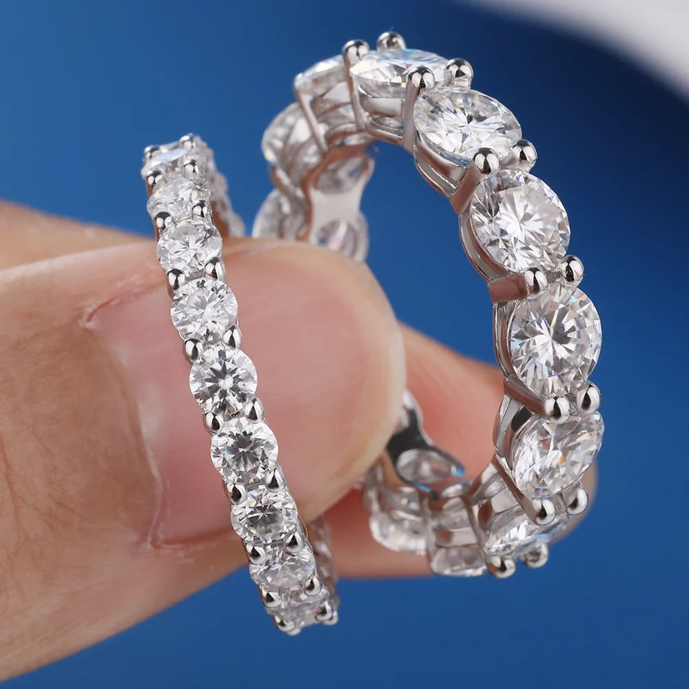 5mm D Color Moissanite Row Ring 925 Sterling Silver Diamond Wedding
