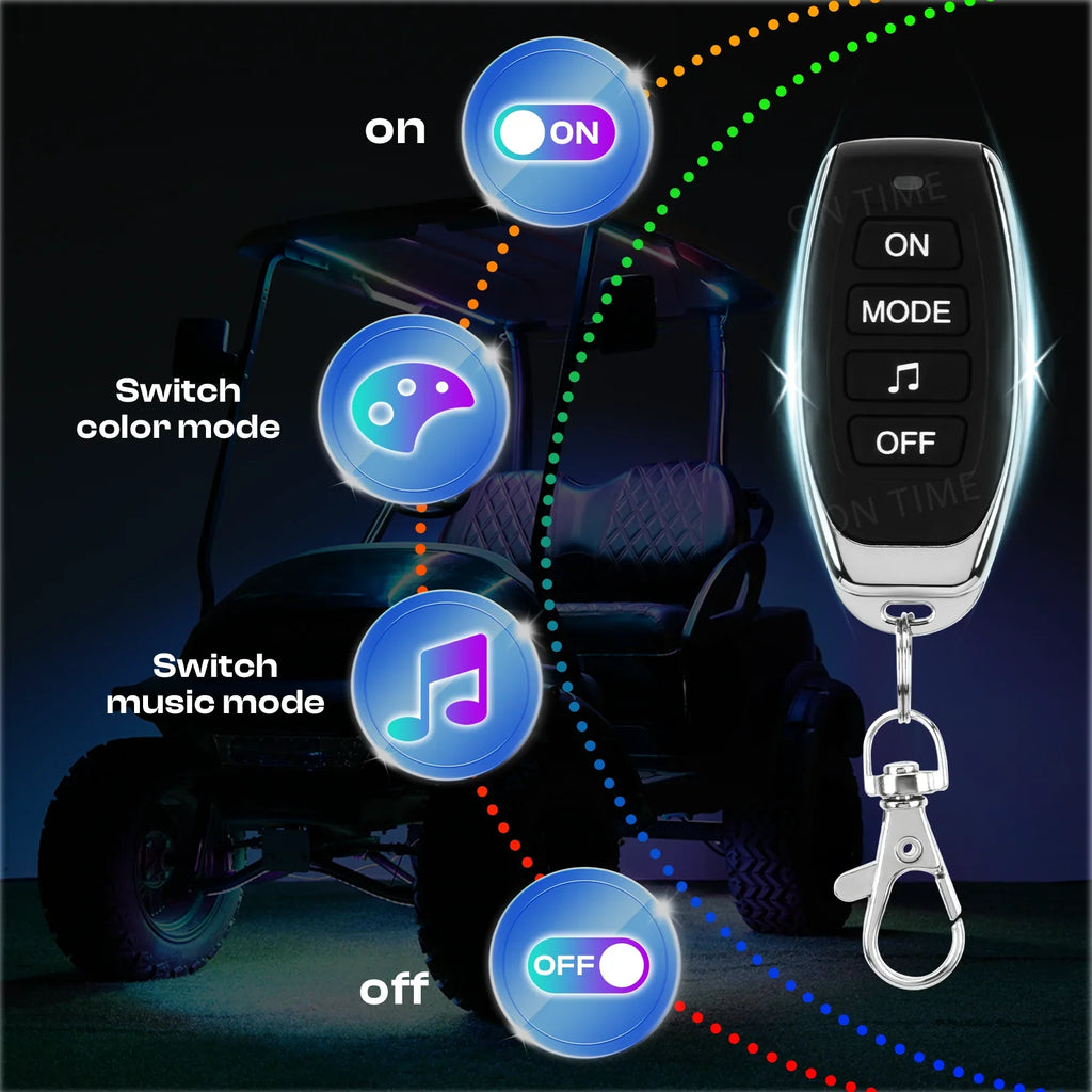 Golf Cart Underglow LED Light Kit with Remote, 6 Strips, 12V to 85V