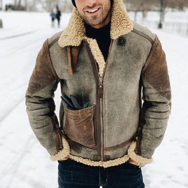 Mens Winter Jacket – Warm Motorcycle Biker Coat with Stand Collar