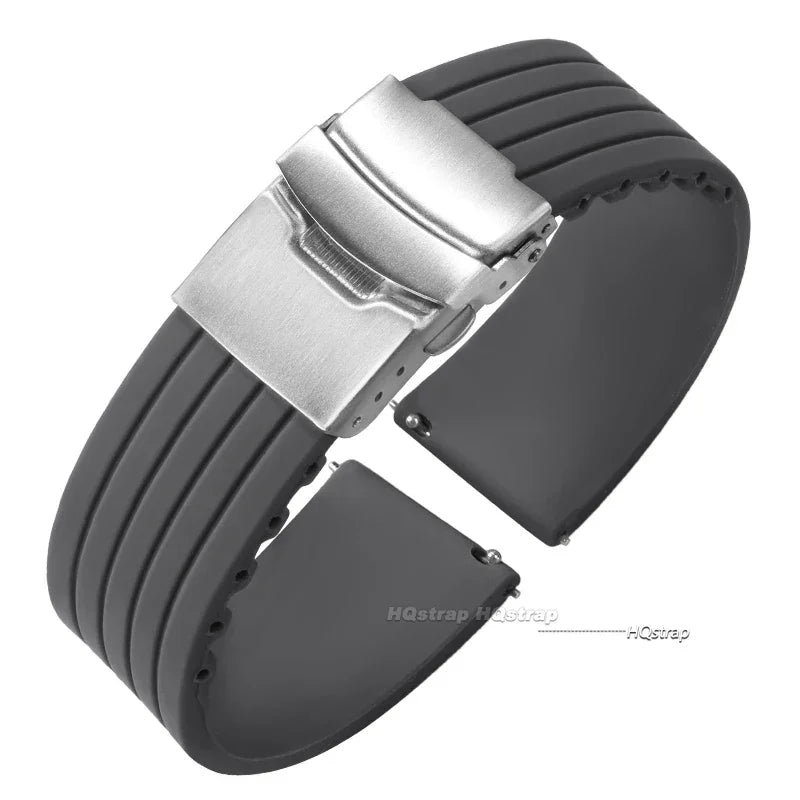 Garmin 18/20/22mm Quick Release Ribbed Silicone Band with Deployment Buckle