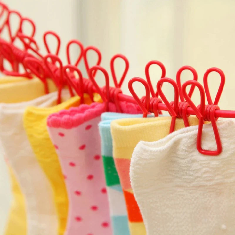 Portable Retractable Clothesline With 12 Clips For Outdoor Laundry Drying
