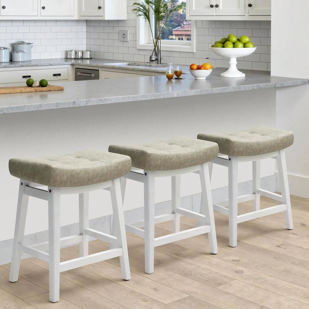 Counter Height Bar Stools Set of 3 Backless Farmhouse Style