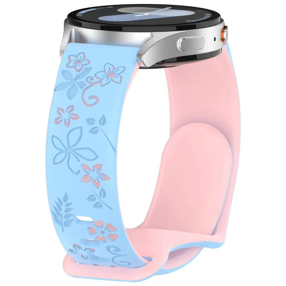 Garmin 18/20/22mm Quick Release Floral Engraved Silicone Band