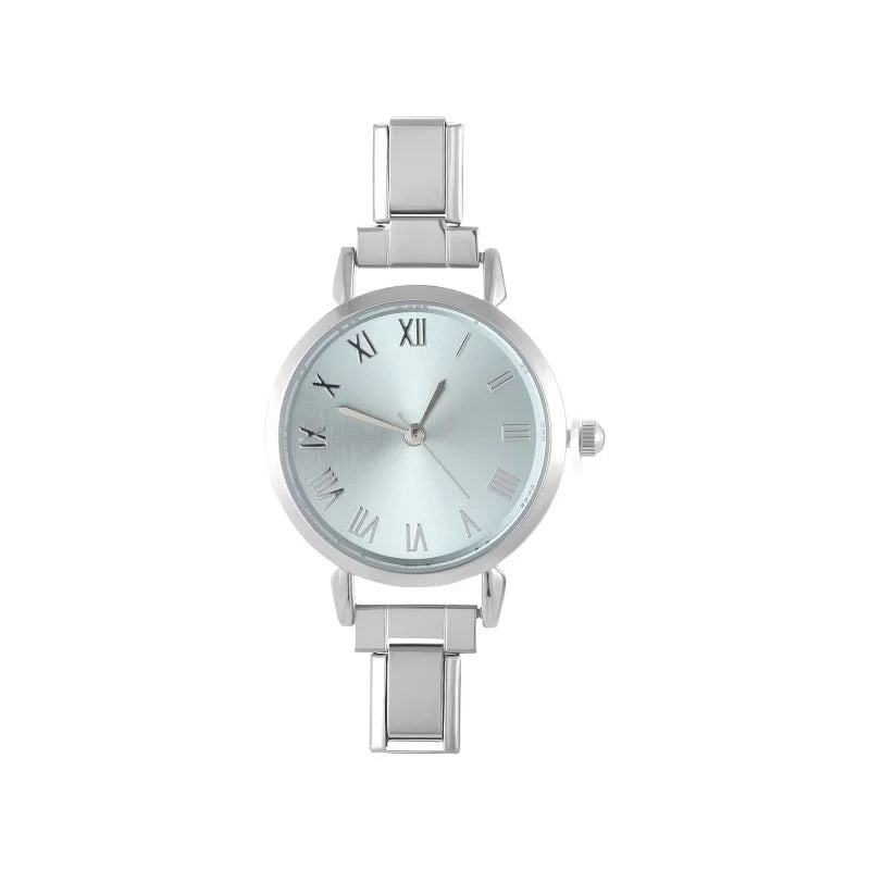 1PC 's Stainless Steel Round Simple Watch Bracelet Bangle for Friend