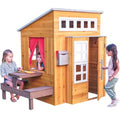 Outdoor Wooden Playhouse For Kids Ages 3 And Up With Picnic Table Mailbox Grill