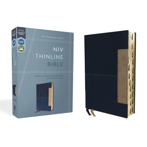 Niv, Thinline Bible, Leathersoft, Blue, Red Letter, Thumb Indexed, Comfort Print - Imitation Leather