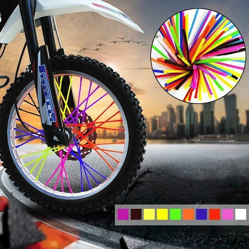 72pcs Bicycle Wheel Spoked Protector Wraps 24cm Wheel Rim Spoke Wrap Kit for Motorcycle Bike Color Rims Skin Trim Covers Pipe