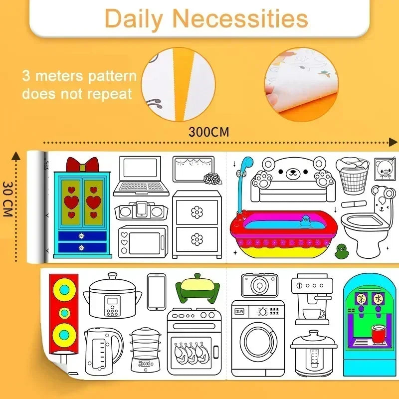 Children's Drawing Roll | Sticky Color Filling Paper for DIY Painting