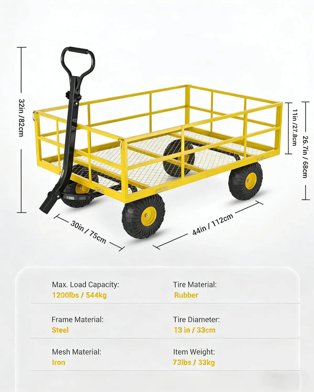 HiMISS Heavy Duty Gardening Cart 3 In 1 Pull Wagon