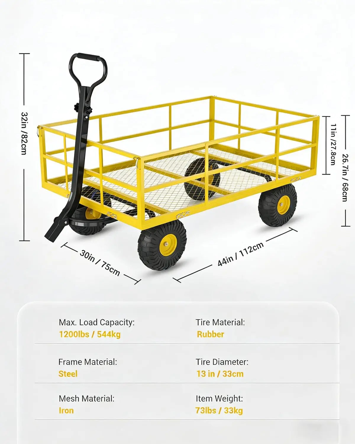 HiMISS Heavy Duty Gardening Cart 3 In 1 Pull Wagon
