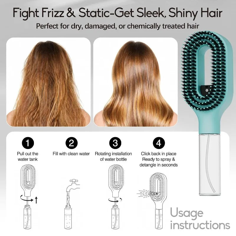 WANMEI Refillable Spray Hair Comb Anti Static Detangling Brush