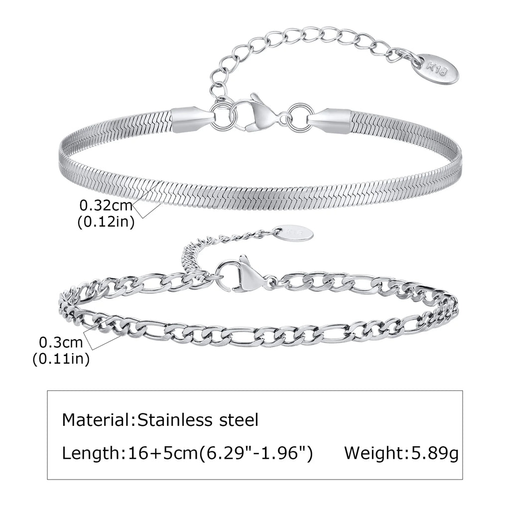 1/2/3pcs Chain Bracelet for, Stainless Steel Twisted Rope Cuban Chain