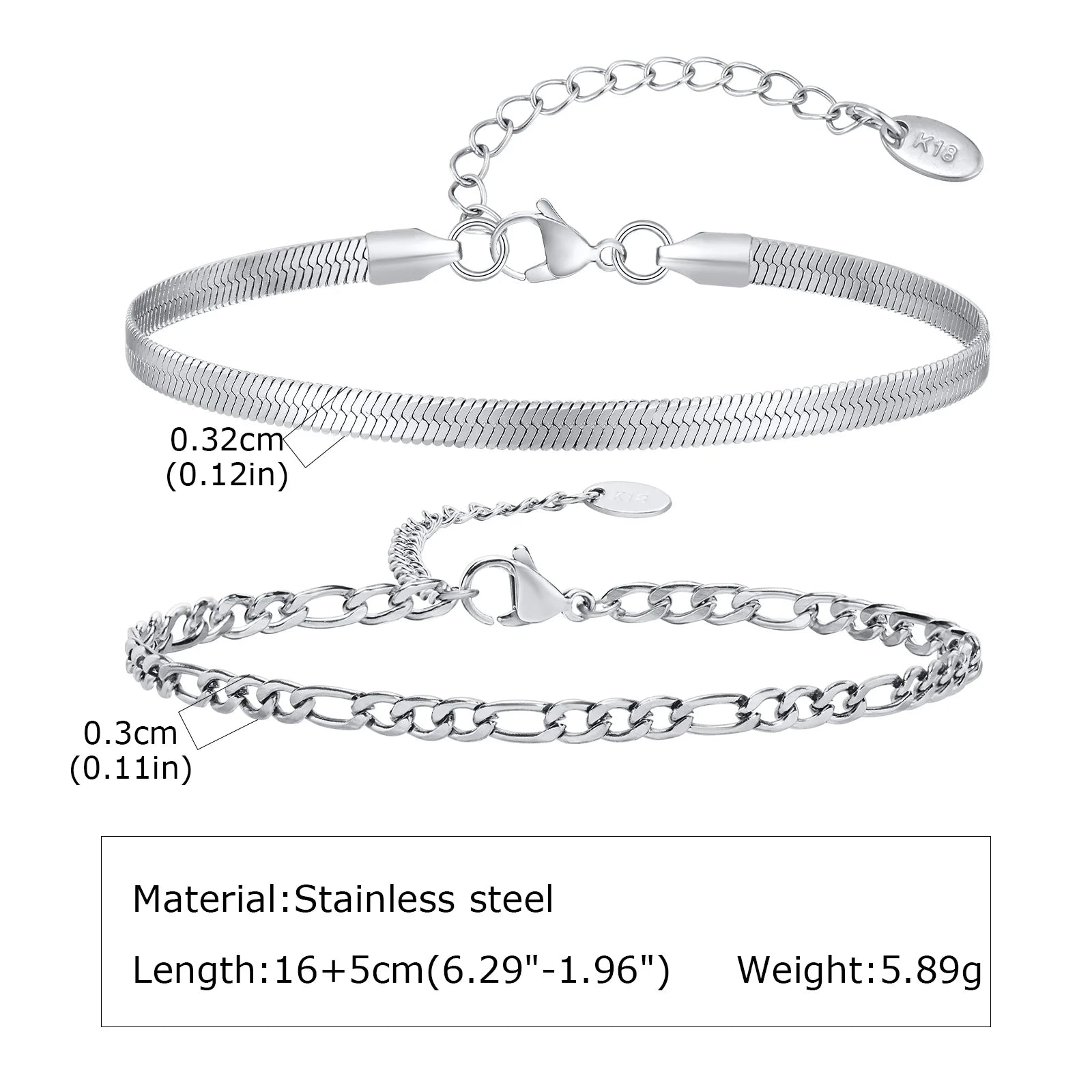 1/2/3pcs Chain Bracelet for, Stainless Steel Twisted Rope Cuban Chain
