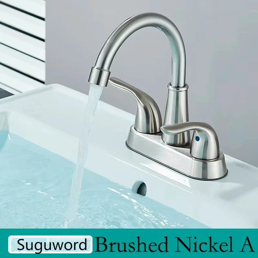 Suguword Bathroom Faucet Dual Handle Deck Mounted Brass