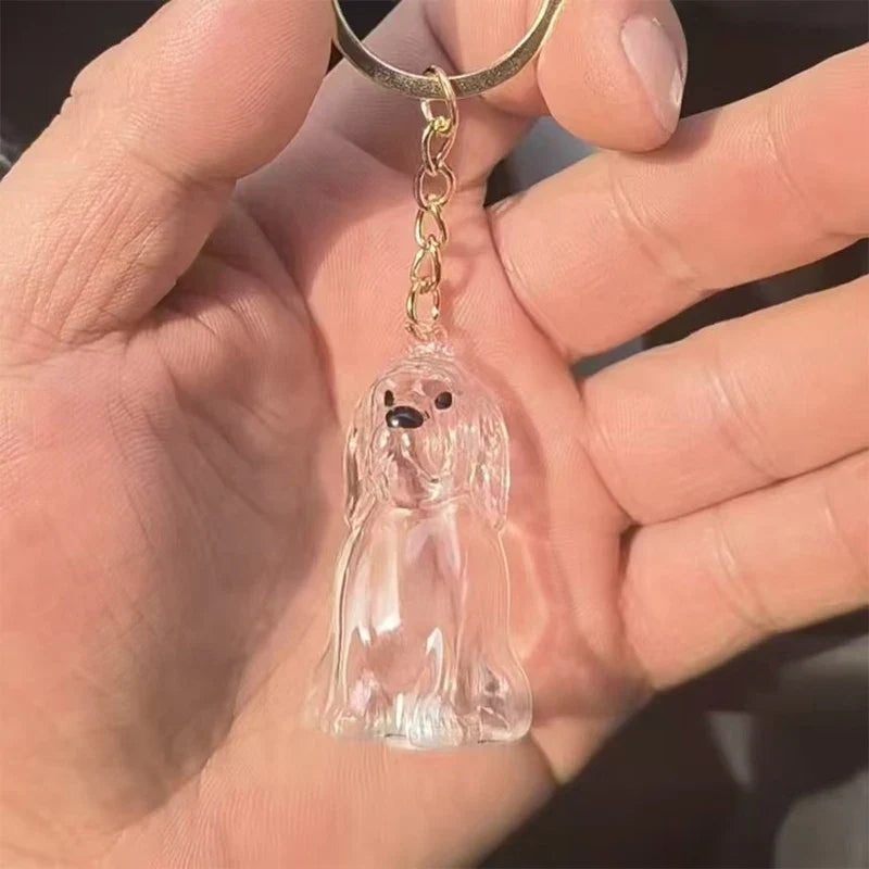 Clear Puppy Hair Memorial Keepsake Capsule | Pet Fur Display Keychain