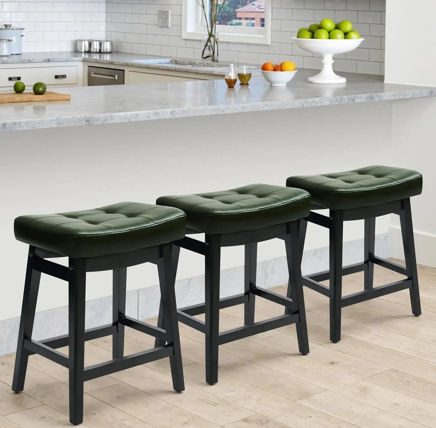 Counter Height Bar Stools Set of 3 Backless Farmhouse Style