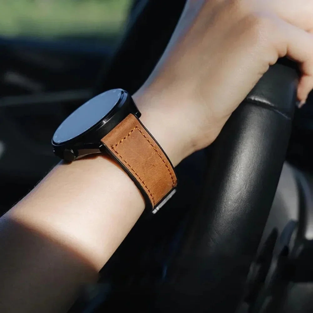 Garmin 18/20/22mm Quick Release Leather and Silicone Magnetic Band