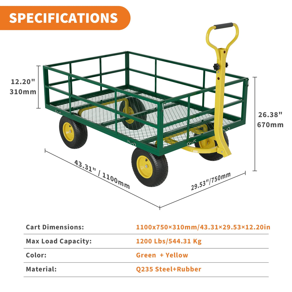 HiMISS Heavy Duty Gardening Cart 3 In 1 Pull Wagon