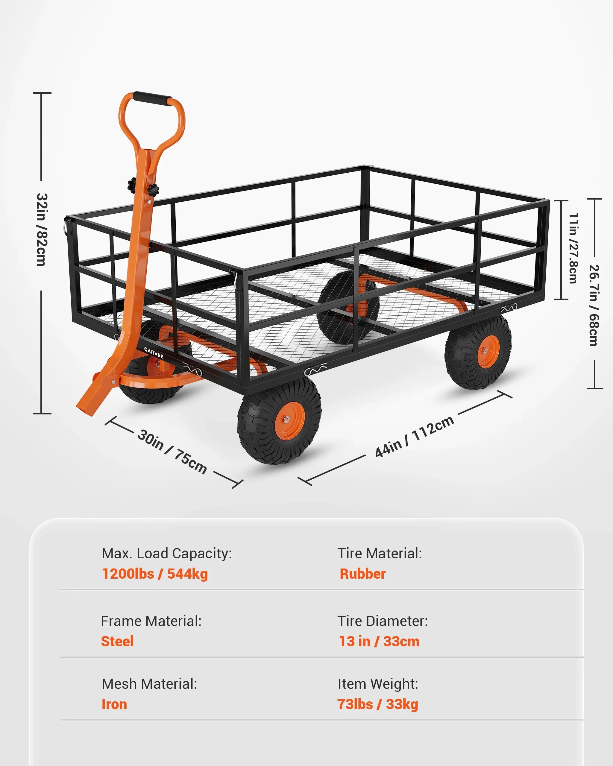 HiMISS Heavy Duty Gardening Cart 3 In 1 Pull Wagon