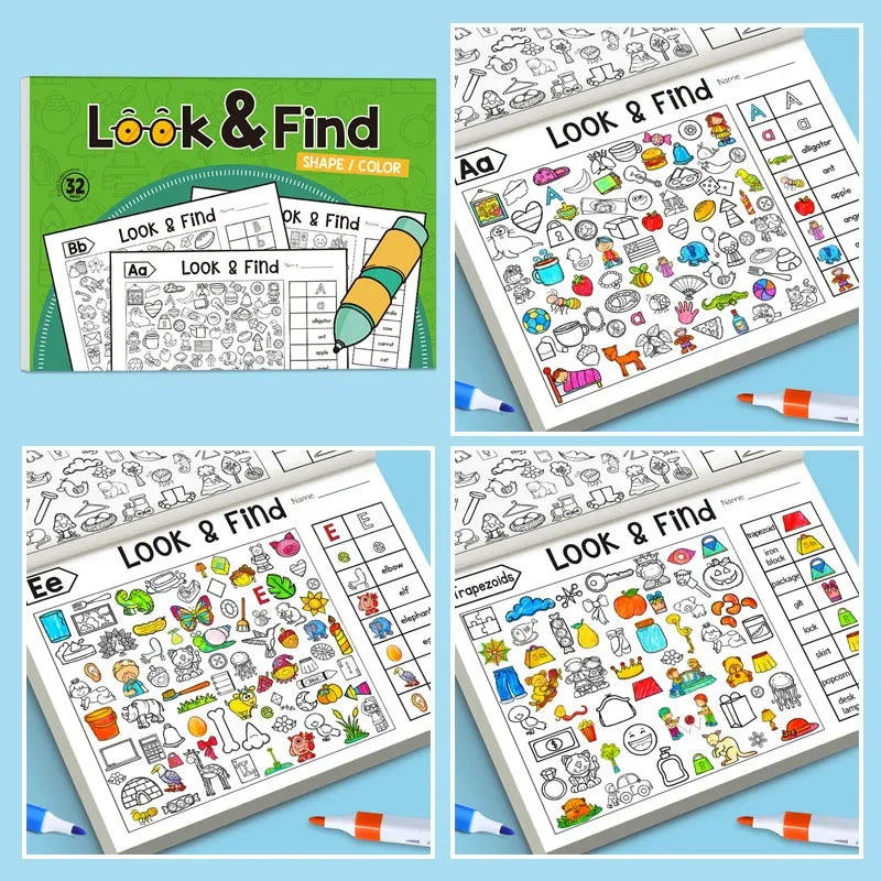 Look and Find Shape/Color Workbook | Children's Search and Coloring Activity Book