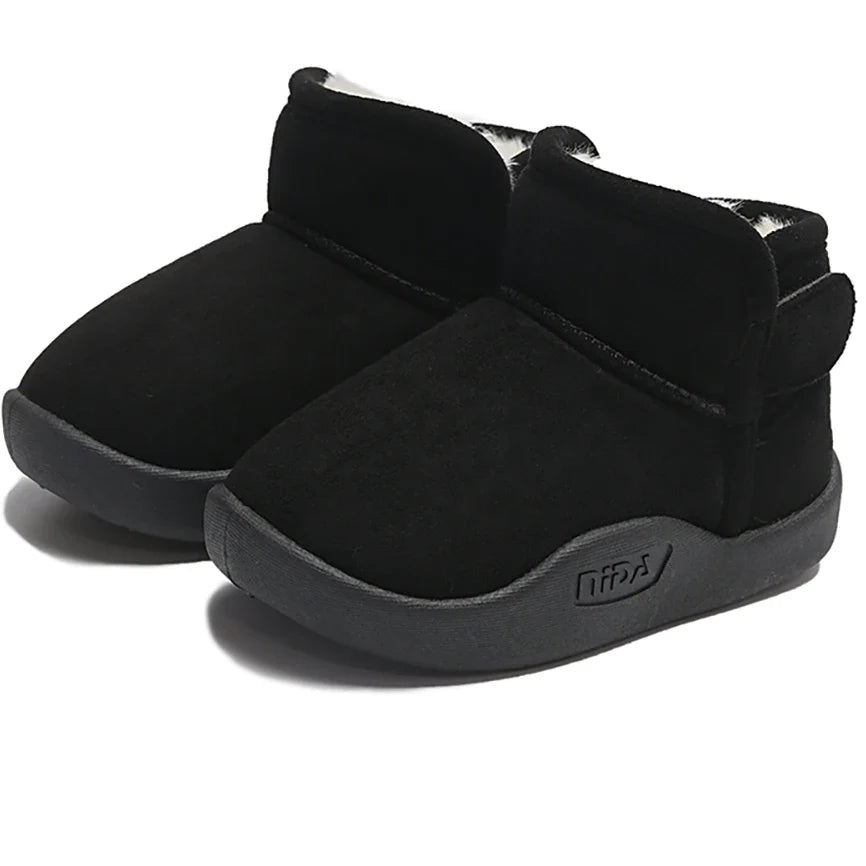 Winter Snow Boots For Children PU Leather Waterproof Kid's Plush Boots Thick Warm Cotton Shoes For Kids Boy's Girl's Warm Boots