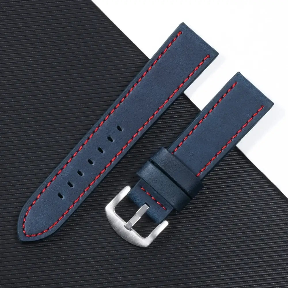 Garmin 18/20/22mm Quick Release Smooth Leather Band with Stitching Options