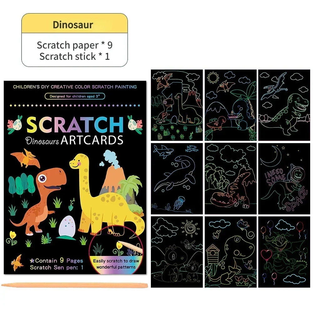 Magic Rainbow Scratch Art Painting Paper Kit | Kids DIY Educational Toy