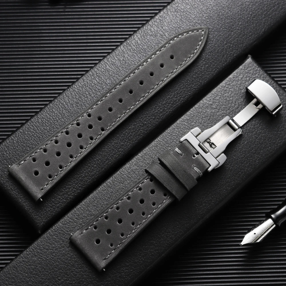 Garmin 18/20/22/24mm Quick Release Perforated Racing Leather Band