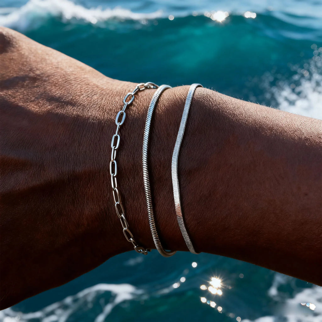 1/2/3pcs Chain Bracelet for, Stainless Steel Twisted Rope Cuban Chain