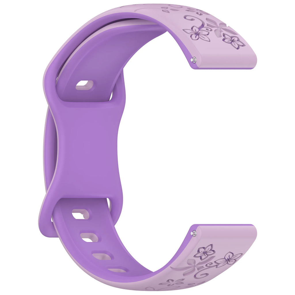 Garmin 18/20/22mm Quick Release Floral Engraved Silicone Band