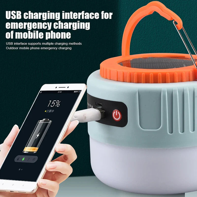 Powerful Solar LED Camping Lantern Waterproof Portable USB Rechargeable