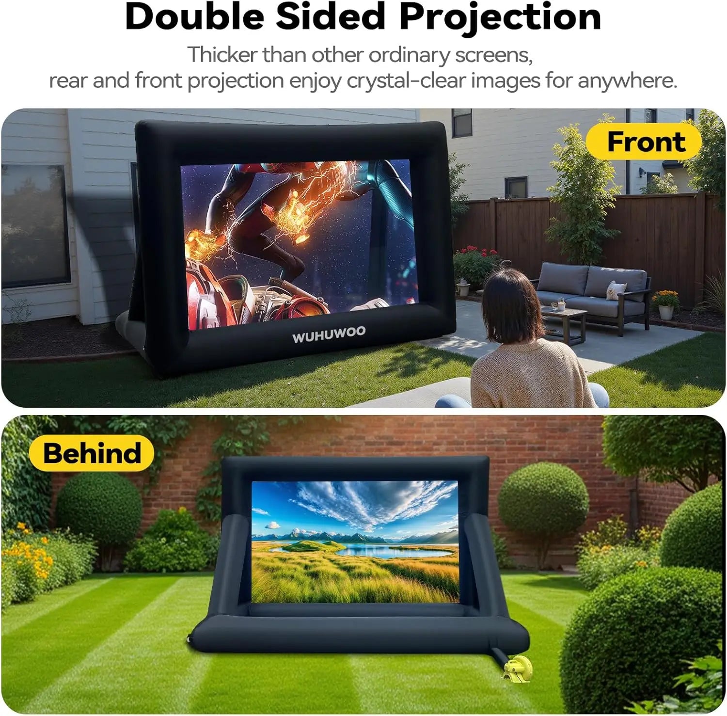 Inflatable Movie Screen With Air Blower For Backyard Viewing