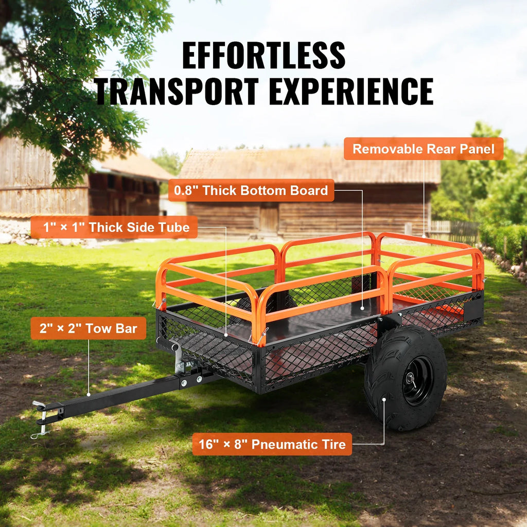 Heavy Duty Steel ATV Dump Trailer With Removable Sides And Tires