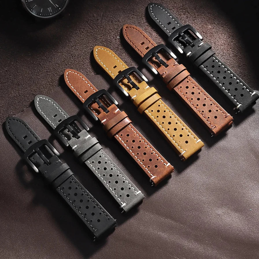 Garmin 18/20/22mm Quick Release Perforated Leather Rally Band