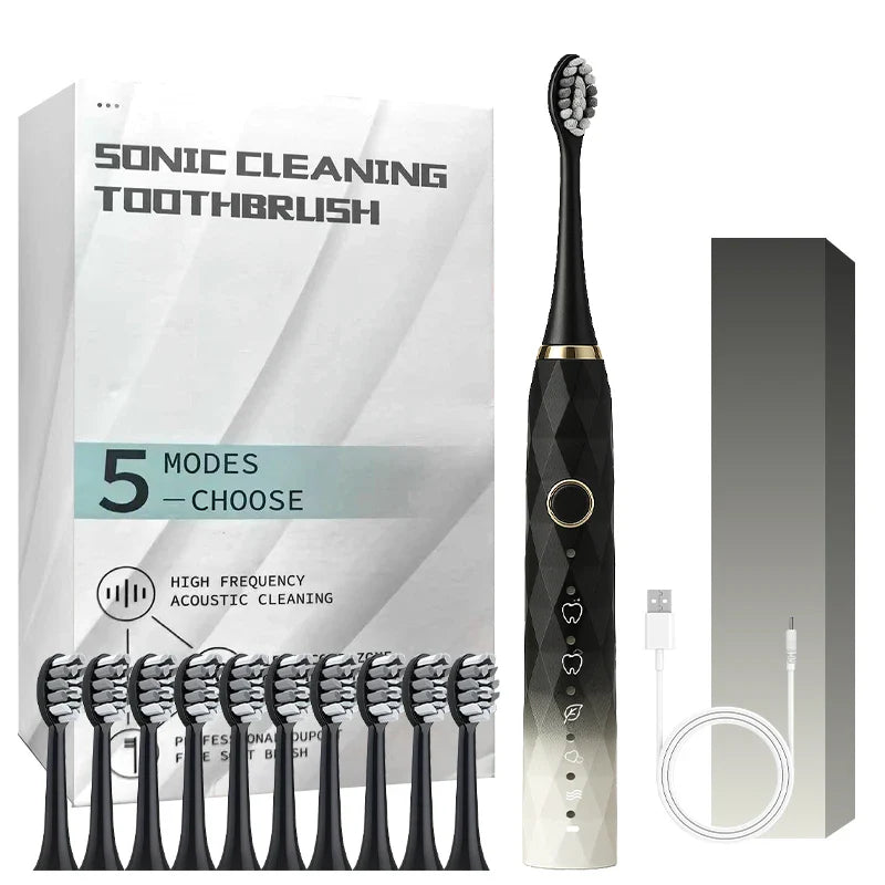 Electric Toothbrush Rotary Cleaning Waterproof With Timer USB Rechargeable