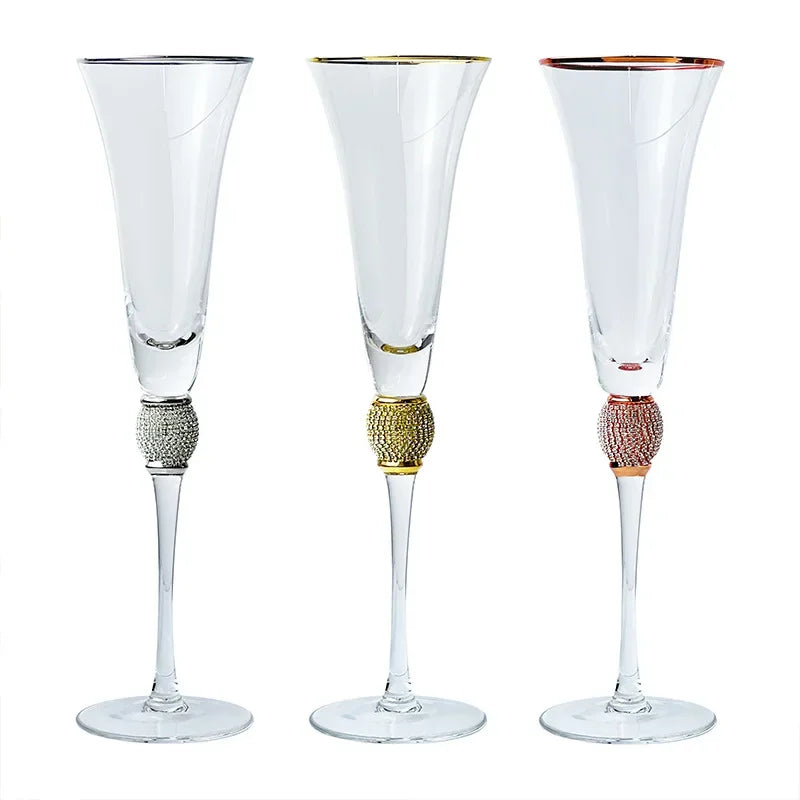 2Pcs Creative Gold Rimmed Glass Cup Red Wine Cocktail Champagne Whiskey Glass Drink Cup Bar Party Goblet Wedding Supplies Gift