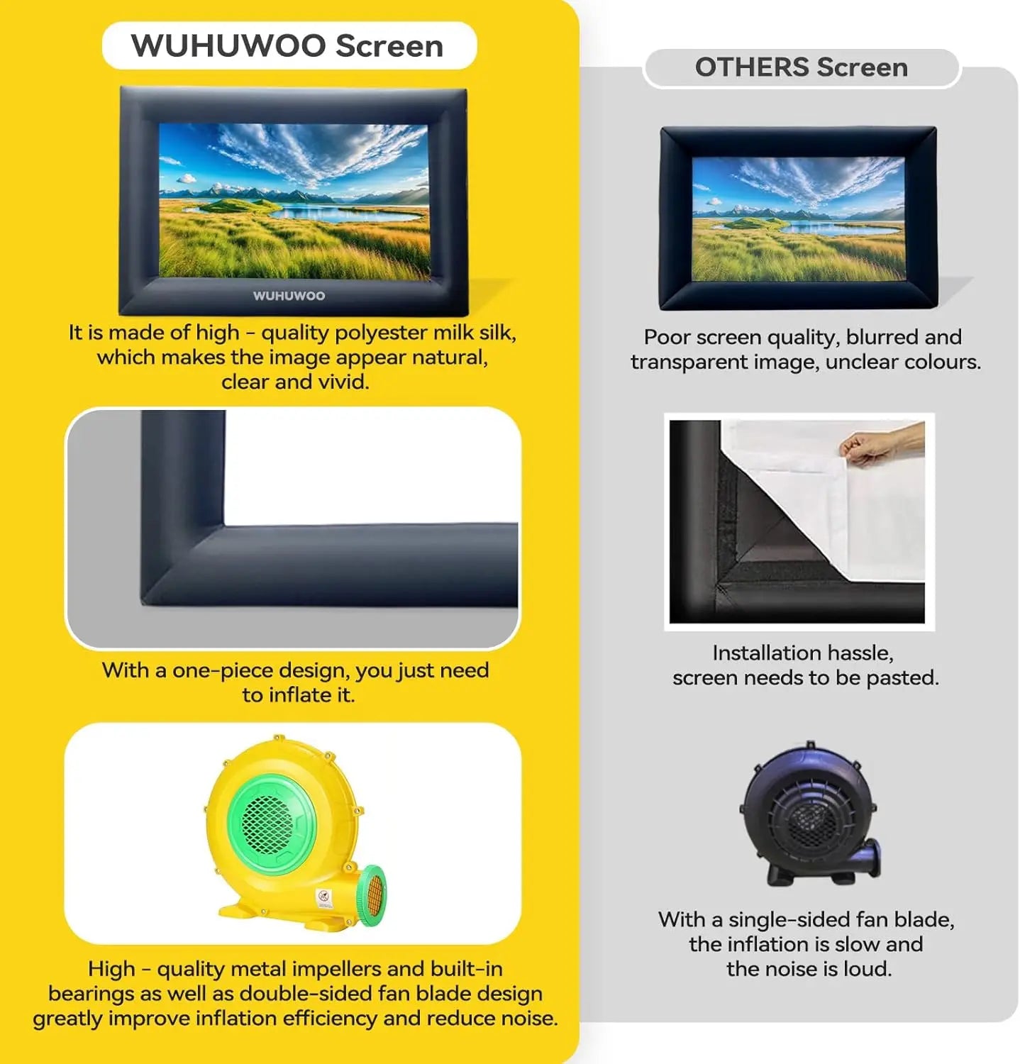 Inflatable Movie Screen With Air Blower For Backyard Viewing