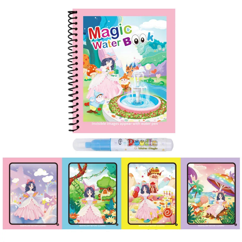 Magic Water Drawing Book | Reusable Coloring Pad with Pen for Kids Gift