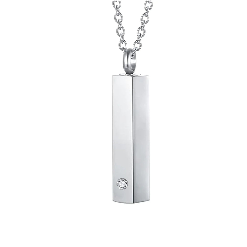 Cube Urn Necklace for Ashes | Aluminum Alloy Cremation Jewelry with Crystal Memorial Pendant