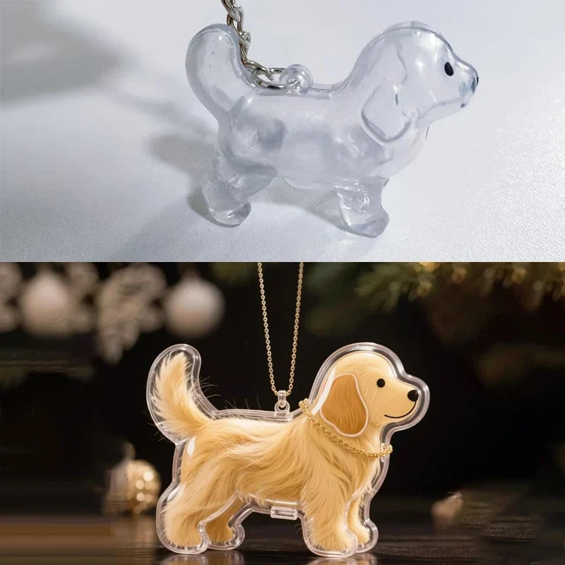 Clear Puppy Hair Memorial Keepsake Capsule | Pet Fur Display Keychain