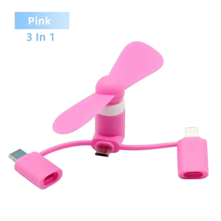 USB Phone Cooler | 3 in 1 Mini Fan for iPhone and Samsung
