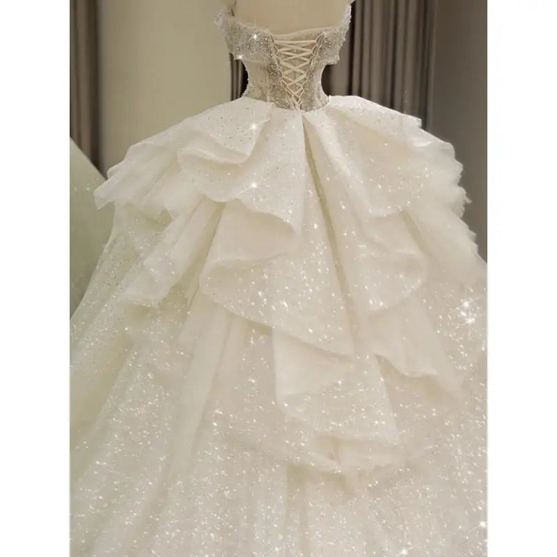 New Off Shoulder Wedding Dress Luxury Bridal Gown EDW324