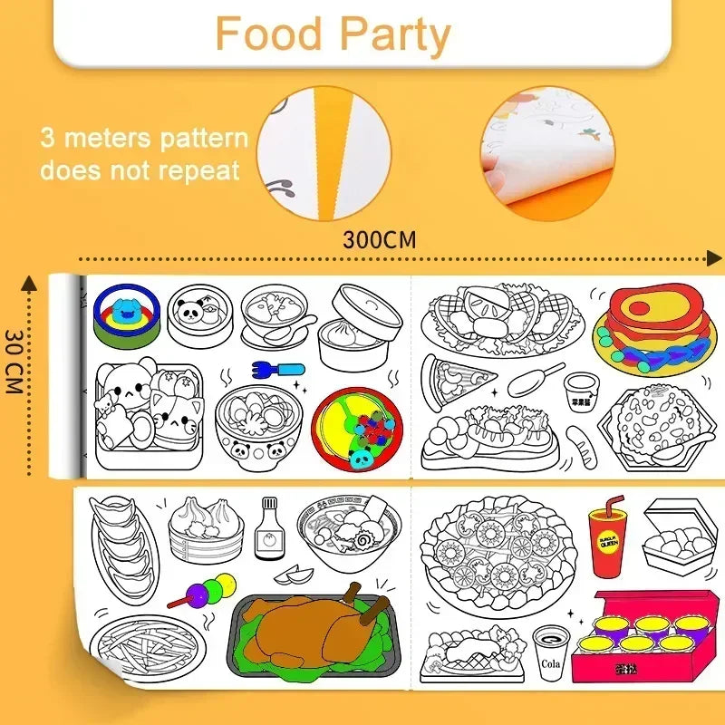 Children's Drawing Roll | Sticky Color Filling Paper for DIY Painting