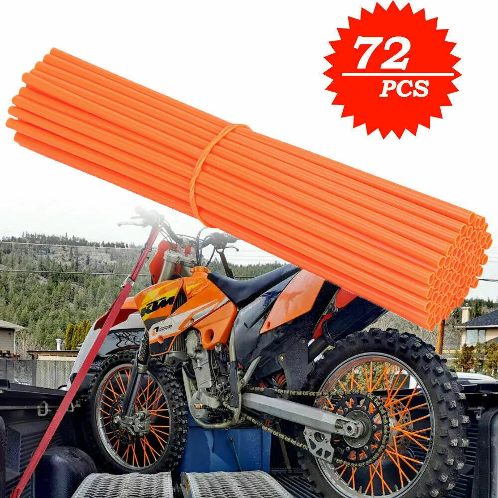 72pcs Bicycle Wheel Spoked Protector Wraps 24cm Wheel Rim Spoke Wrap Kit for Motorcycle Bike Color Rims Skin Trim Covers Pipe