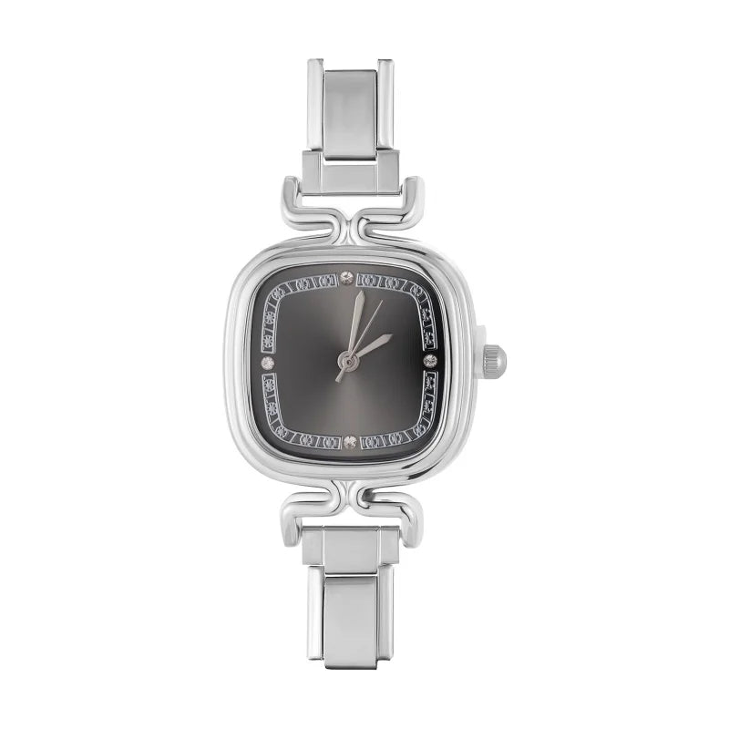 1PC 's Stainless Steel Round Simple Watch Bracelet Bangle for Friend