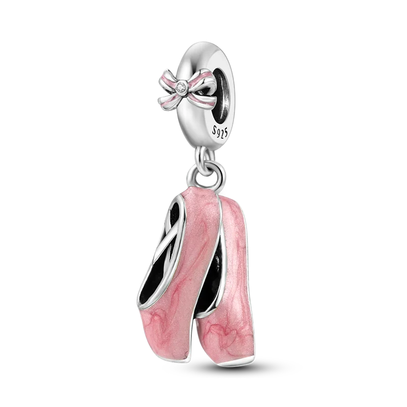 Charms Bead 925 Sterling Silver Pink Butterfly Luminous Firefly Dangle