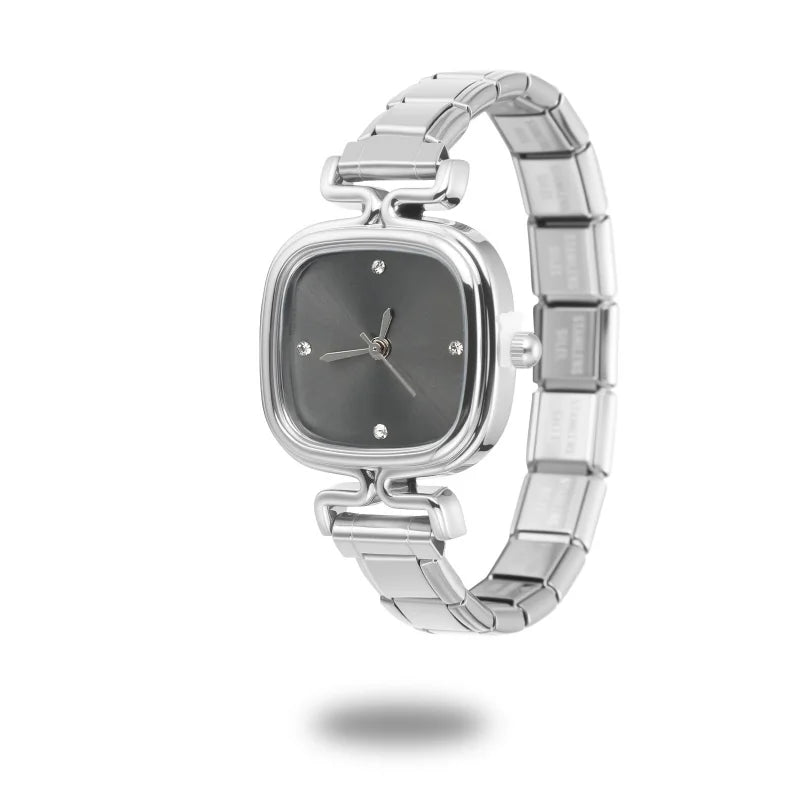 1PC 's Stainless Steel Round Simple Watch Bracelet Bangle for Friend