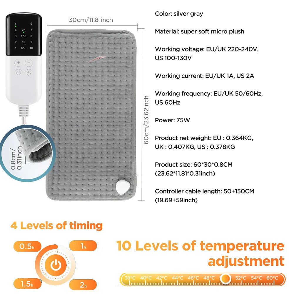 Agdoad Electric Heating Pad For Cramps With 9 Temperature Settings