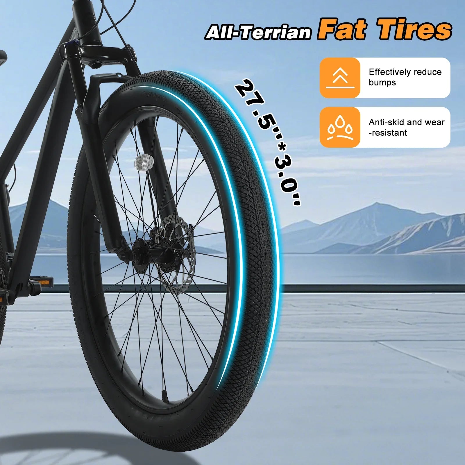 Spatial Fat Tire Mountain Bike 9-Speed Front Suspension Disc Brakes